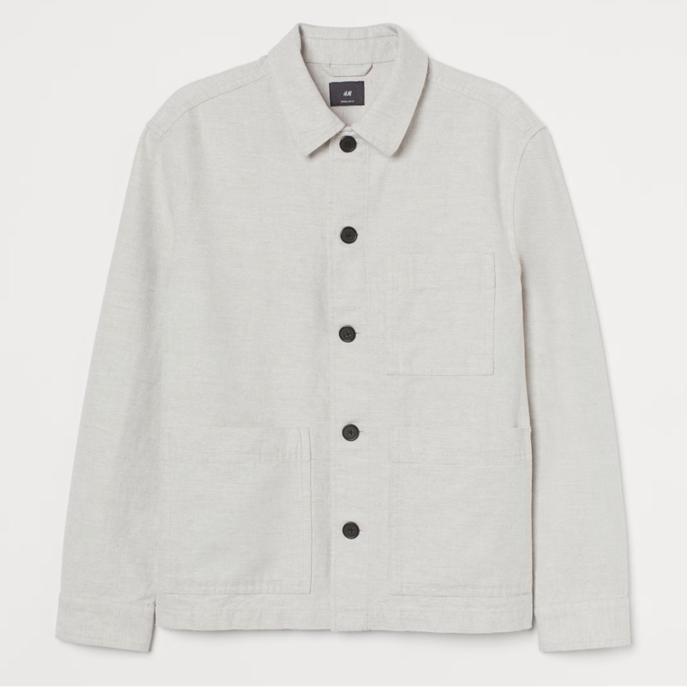 H&M Men linen blend cream shirt jacket L
